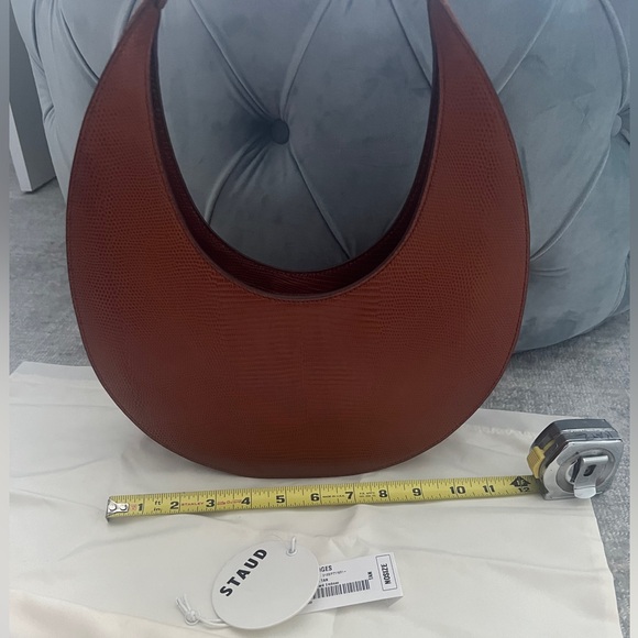 Staud Moon Bag tan lizzard embossed NWT - Picture 7 of 16